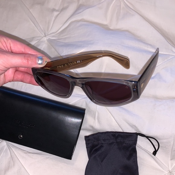 Rag & Bone Unisex Full Frame Clear/Gray Sunglasses - Picture 2 of 5